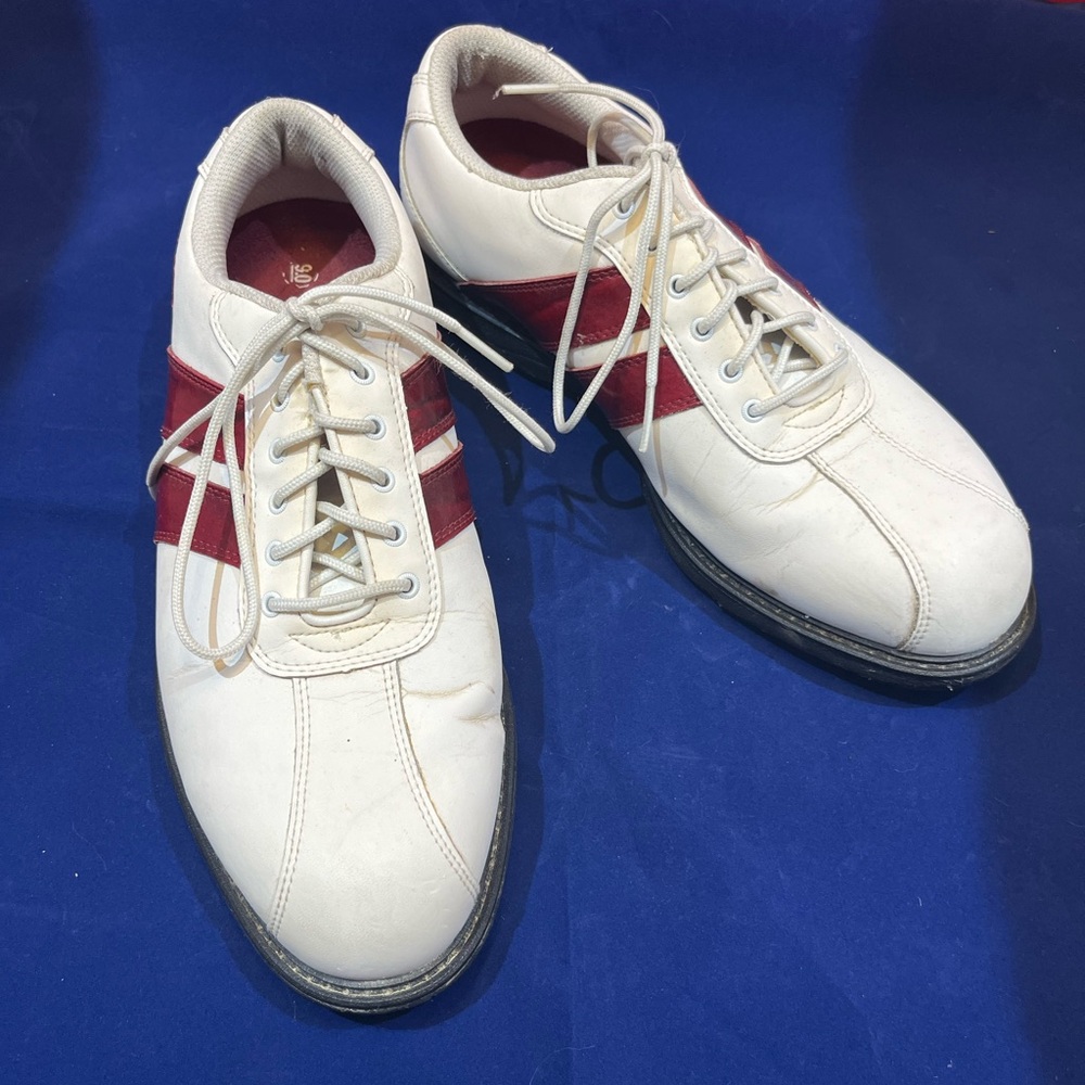 White and Red Women's Golf Shoes